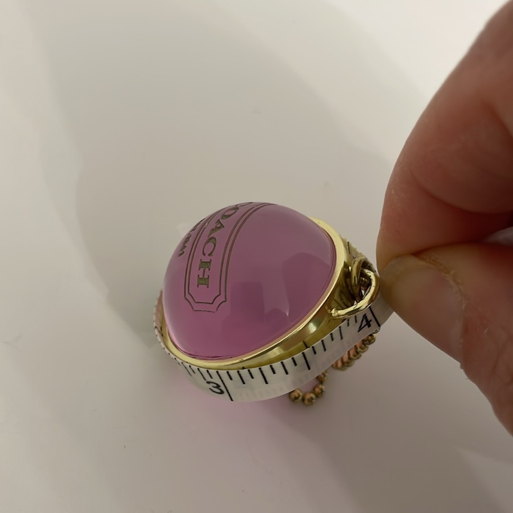 Coach Gold Banded Transparent Sphere and Hang Tag Bag Charm Key Chain Pink Gold - Picture 8 of 10